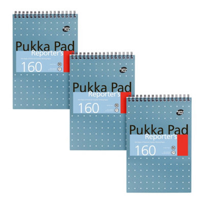 Pukka Pads Pukka PadReporters Pad 3 Pack For HomeSchoolAnd Office 14 X 20.5Cm WireboundHead-Bound Notebook With 160 Pages Of 80Gsm from B&Q