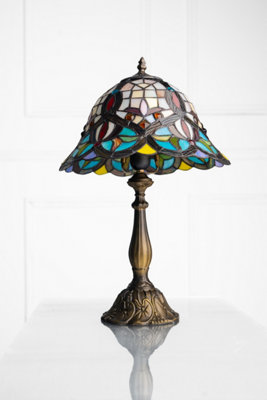 K Living Kliving 12" Barking E27-60W Antique Brass Tiffany Table Lamp/stained Glass Shade from B&Q