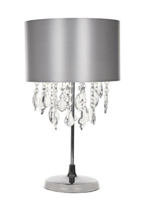 K Living Sheldon Silver Table Lamp With Beaded Lamp Shade from B&Q