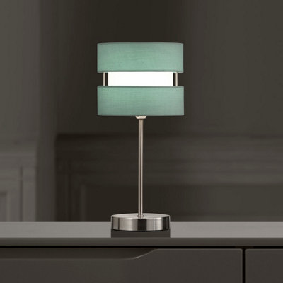 K Living Chrome Table Lamp With Layer Fabric Shade Duck Egg from B&Q