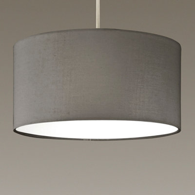 B&Q -  Modern Drum Grey Pendant Ceiling Light Shades With Diffuser