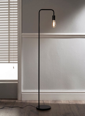 K Living Caitlin Industrial Filament Bulb Floor Lamp Black from B&Q