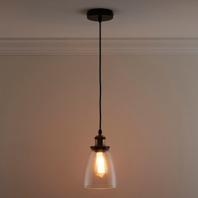 K Living Eve One Light Hanging Clear Glass Ceiling Pendant With Filament Bulb from B&Q