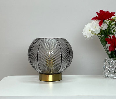 B&Q -  Leaves Smokey Glass Table Lamp