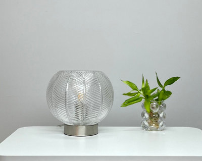 B&Q -  Leaf Design Table Lamp In A Clear Finish With A Satin Nickel Base