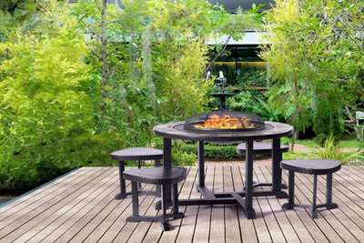 Homeology Fireology Cordova Garden Supersized Heater, Fire Pit, Brazier, Barbecue, Table And Ice Bucket