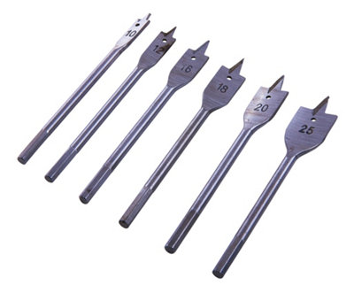 Wood Drill Bit Set Flat Carbon Steel 1/4" Hex 10mm - 25mm 6pc 3 Year Warranty - Image 3
