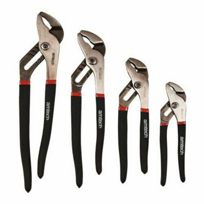 Amtech Waterpump Plier 4Pc 6" 8" 10" 12" Pipe Wrench Plumbers Pliers Heavy Duty W5350 from B&Q