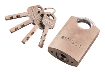 Amtech T1610 40mm Steel Padlock With Keys7mm Hardened Steel ShacklePrecision Locking Mechanism Security Padlock from B&Q