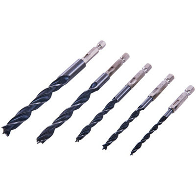 Amtech F1735 5 Piece Hex Shank Wood Drill Bit Set from B&Q