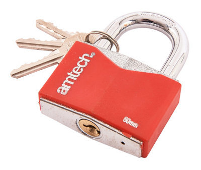 Amtech T0706 60mm Rhombic Chrome Plated Iron Padlock from B&Q