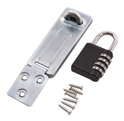 Hasp & staple & a 4 digit resettable 40mm combination padlock Includes screws - Image 4