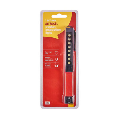 B&Q -  8 Led Pocket Inspection Torch Light 120 Lumen Portable Work Light With Mechanic Clip & Batteries Included