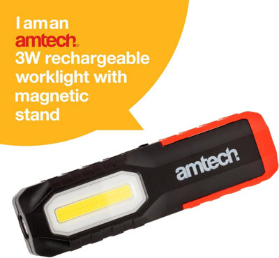 3W Usb Rechargeable Worklight With Magnetic Stand Garage Shed Cupboard Emergency Amtech S8171 from B&Q