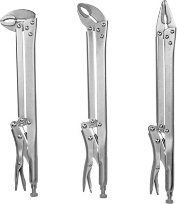 Amtech 3Pc Locking Plier Grip Wrench Vice Locking Long Reach 335-370mm Mole Grips Straight Curved Jaw Flat 45 90 Degrees from B&Q