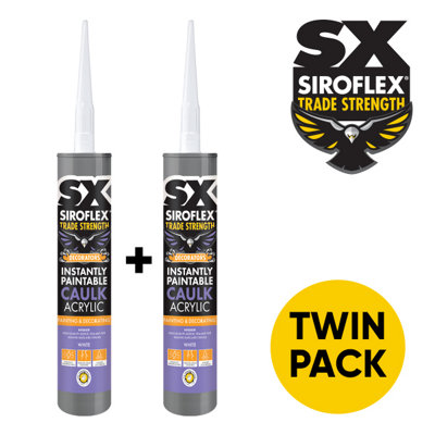 Sx Siroflex Instantly Paintable Caulk Acrylic White2 X 310MlIdeal For PaintersDecorators & Builders from B&Q