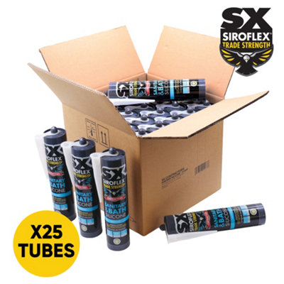 Sx Siroflex Sanitary & Bath Silicone Clear 300Ml25 X 300MlIdeal For KitchensBathroomsShowers & MoreAnti Mould from B&Q