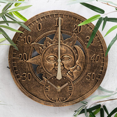 Annibells Gold Sun Moon Thermometer & Clock (8872) from B&Q
