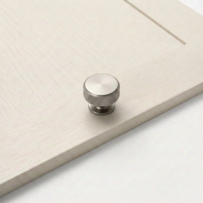 Frisco Eclipse Satin Nickel 34mm Knurled Cupboard Knob from B&Q