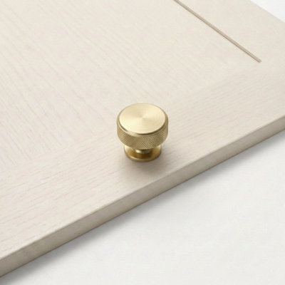 Frisco Eclipse Satin Brass 34mm Knurled Cupboard Knob from B&Q