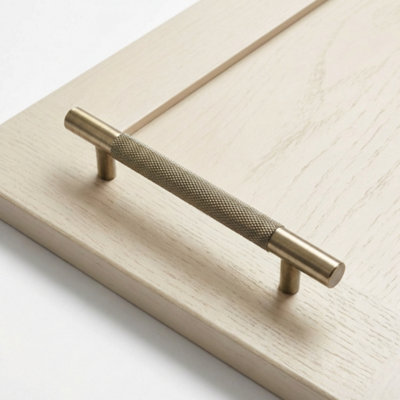 Frisco Eclipse Antique Brass Knurled T Bar Pull Handle128mm C/c from B&Q