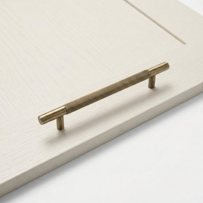 Frisco Eclipse Antique Brass Knurled T Bar Pull Handle160mm C/c from B&Q