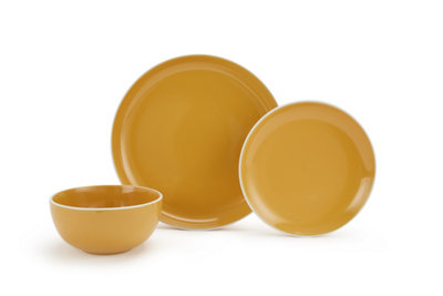 B&Q 12Pc Saffron Dinner Set Yellow