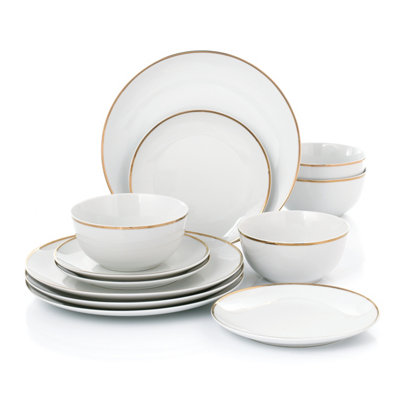 Waterside  12Pc Goldline Dinner Set - White - Image 7