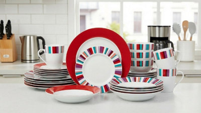  - Waterside 24Pc Modern Stripe Dinner Set