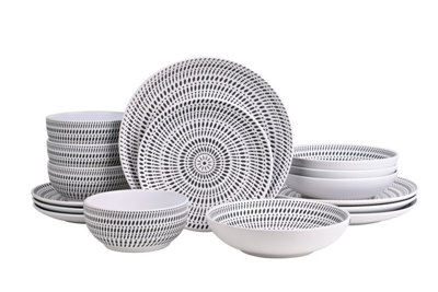 16 Piece Pad Print White Dinner Set from B&Q