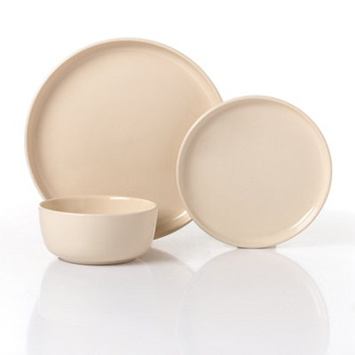  - Waterside 12Pc Cream Stoneware Lipped Dinner Set
