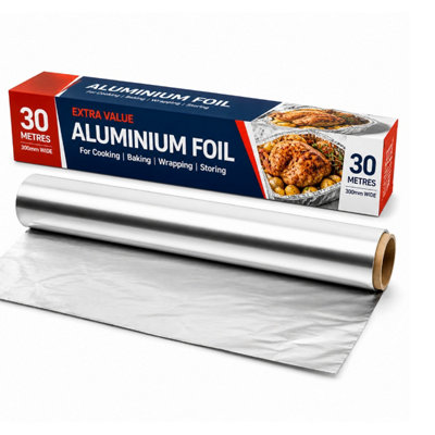 Strong Aluminium Foil Roll 300mm x 30m Kitchen Food Wrap Baking Catering - Image 2