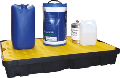 Serpro spill management 100 Litre Bunded Spill Tray With Removable GridHeavy Duty Drip Containment For Drums & Tanks from B&Q