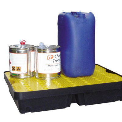 Serpro spill management 40 Ltr Oil Chemical Bunded Drip Pallet Sump Spill Tray With Removable Grid from B&Q