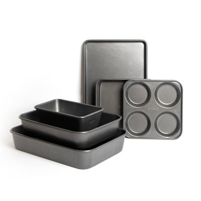 MasterClass 6Pc Non-Stick Bakeware Set With 2X Baking TraysLoaf Tin And Yorkshire Pudding Pan And 2X Roasting Pans from B&Q