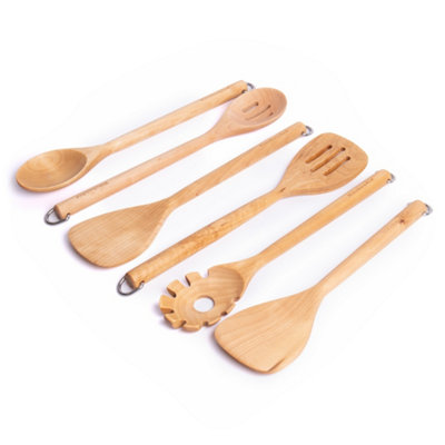 Kitchenaid 6Pc Eco-Friendly Birchwood Utensil Set With Basting SpoonSlotted SpoonShort TurnerSolid Turner & Pasta Server from B&Q