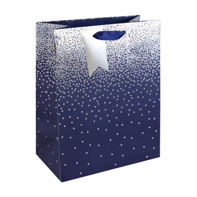 Navy & Silver Ombre Design Large Gift Bag from B&Q