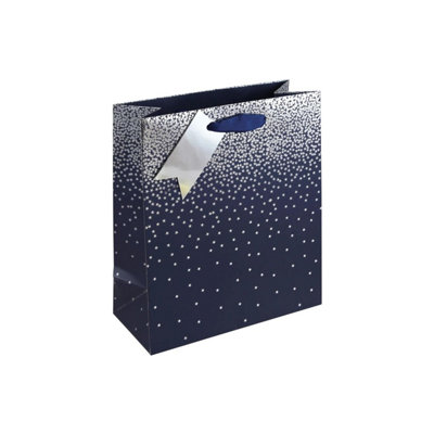 Navy & Silver Ombre Design Medium Gift Bag from B&Q