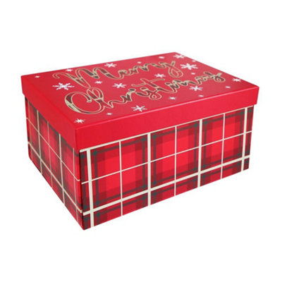 Eurowrap Medium Flat Pack Trunk Tartan Christmas Gift Box from B&Q