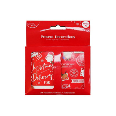 Eurowrap Pack Of 10 Santa Claus Christmas Red Gift Tags & Sticker Sheets from B&Q