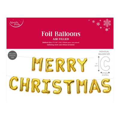 Eurowrap Merry Christmas Letter Gold Foil Balloons from B&Q