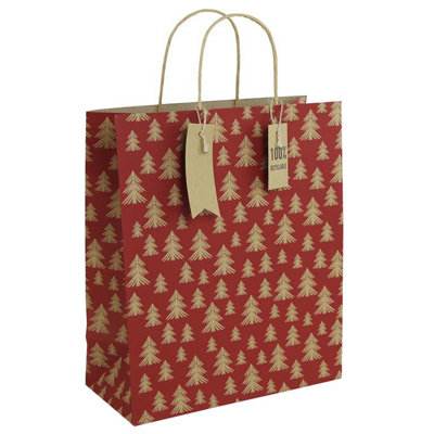Kraft Red Christmas Tree Large Gift Bag from B&Q