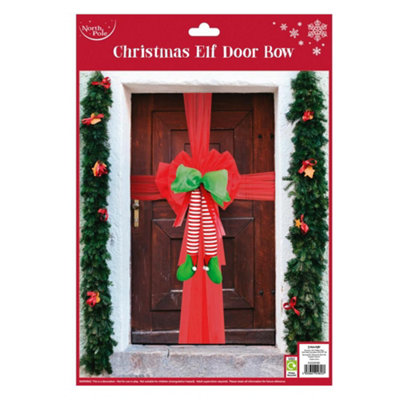Eurowrap Red Green With Hanging Elf Legs Christmas Door Bow from B&Q