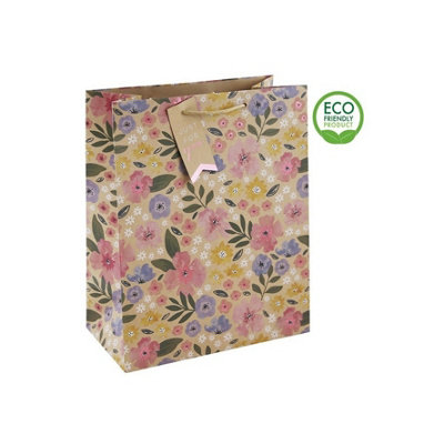 Kraft Floral Design Large Gift Bag from B&Q