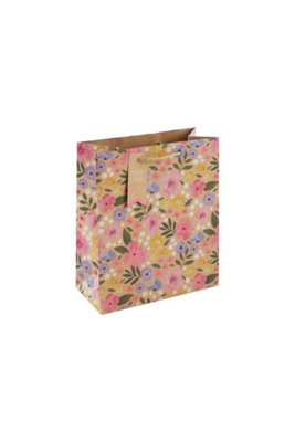 Kraft Floral Design Medium Gift Bag from B&Q