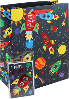 Space Theme Solar System Happy Birthday Large Gift Bag from B&Q