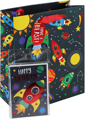 Space Theme Solar System Happy Birthday Medium Gift Bag from B&Q