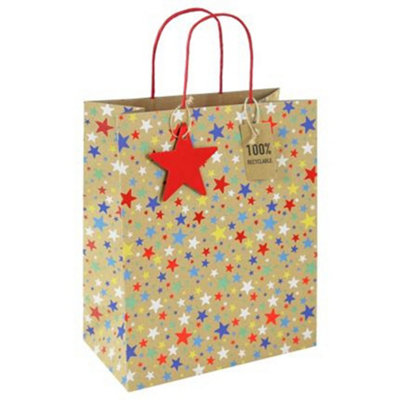 Kraft Multi Stars Christmas Large Gift Bag from B&Q