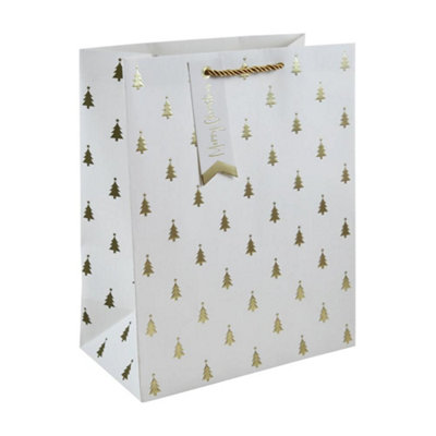 Gold Embossed Christmas Tree Large Gift Bag from B&Q