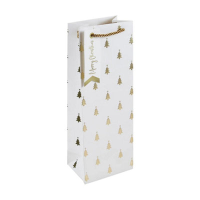 Gold Embossed Christmas Tree Bottle Gift Bag from B&Q